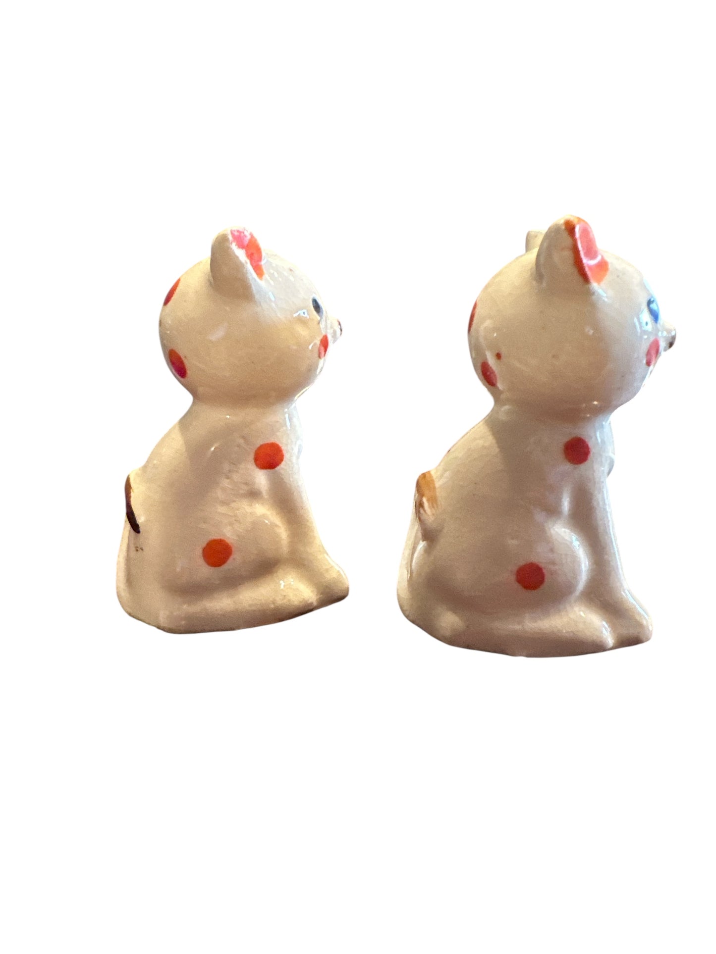 1960s Sad Polka Dot Clown Cat Salt and Pepper Shaker Set