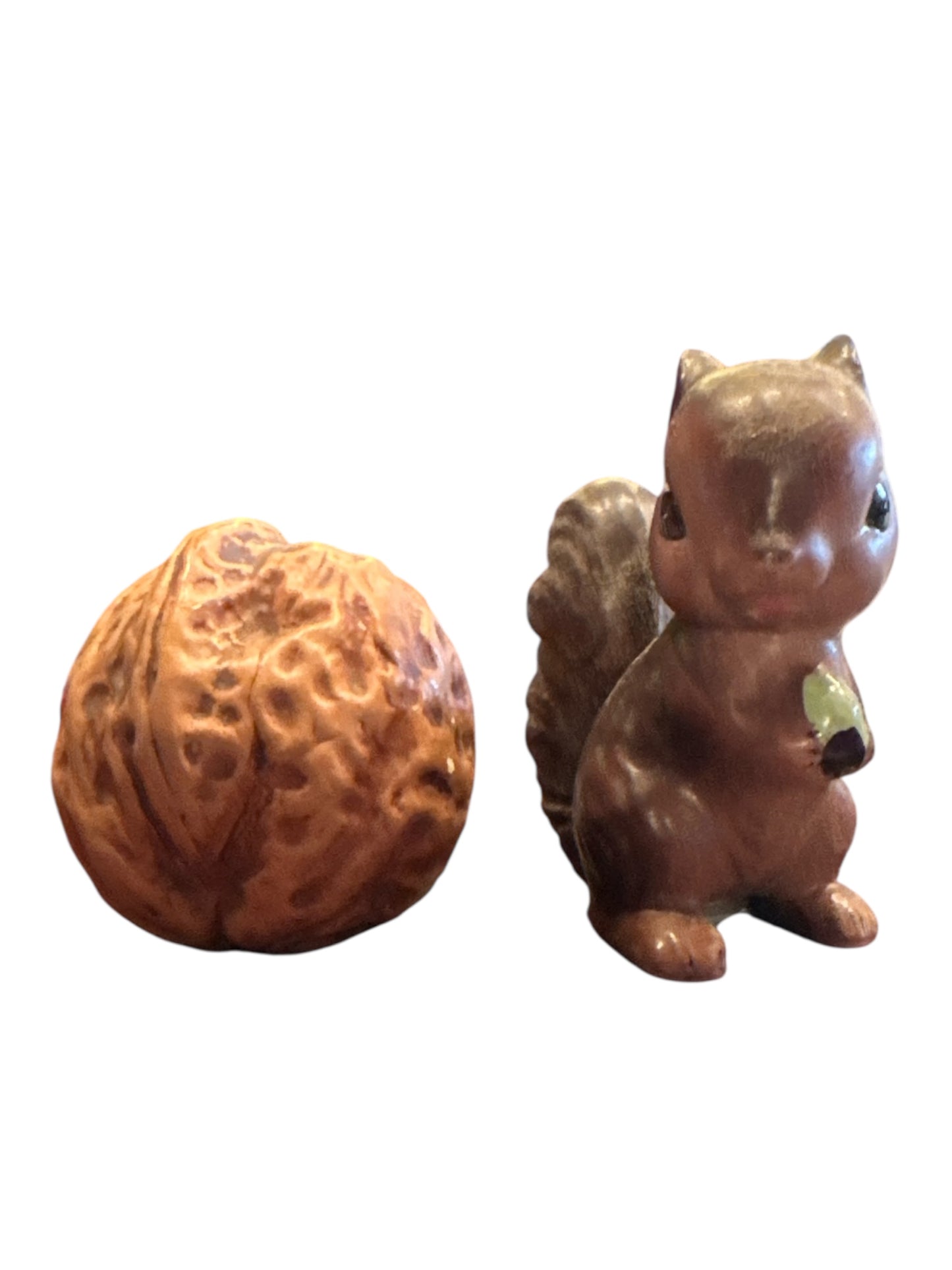 Vintage Enesco Squirrel and Walnut Salt and Pepper Shakers Set