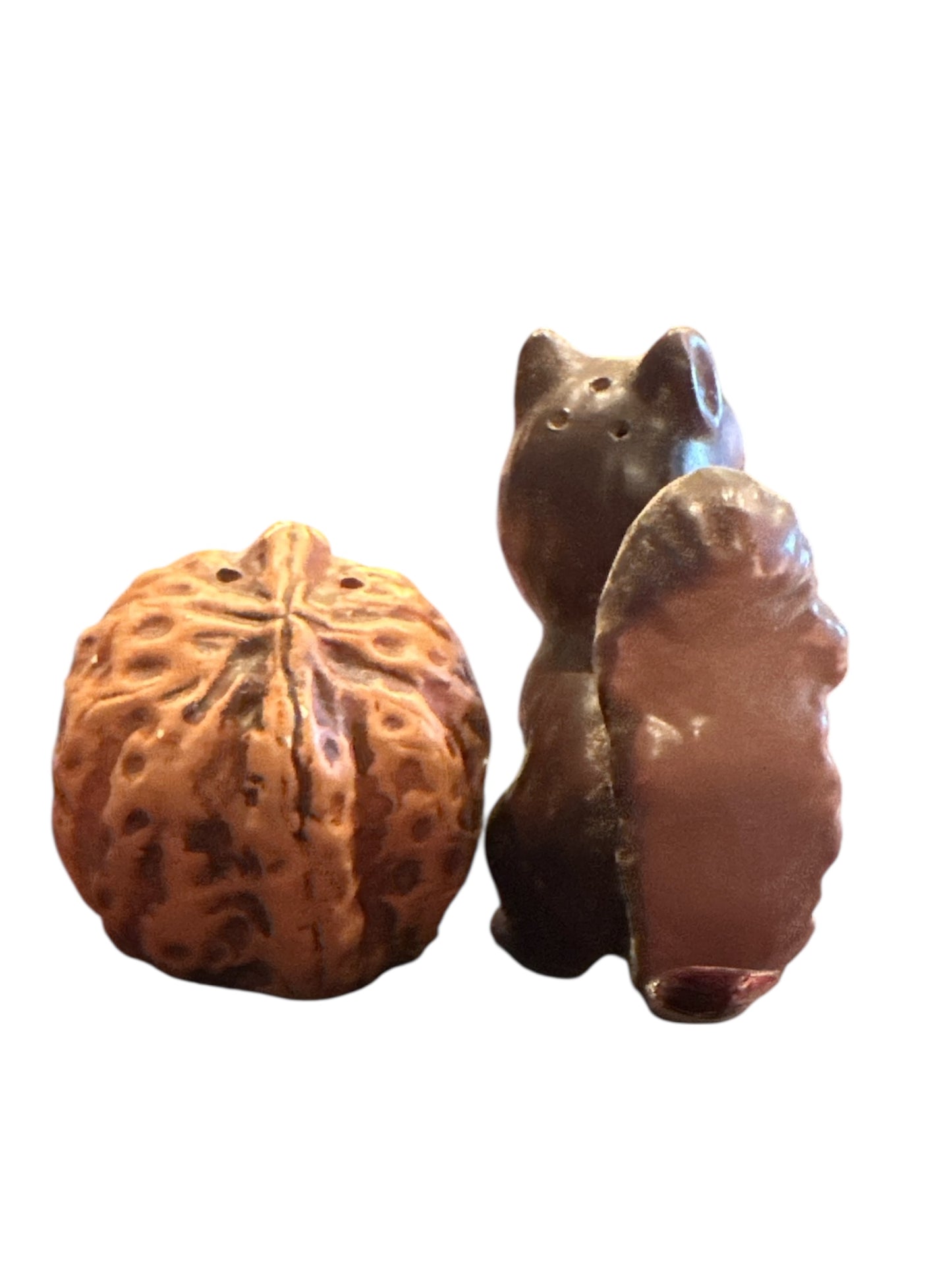 Vintage Enesco Squirrel and Walnut Salt and Pepper Shakers Set