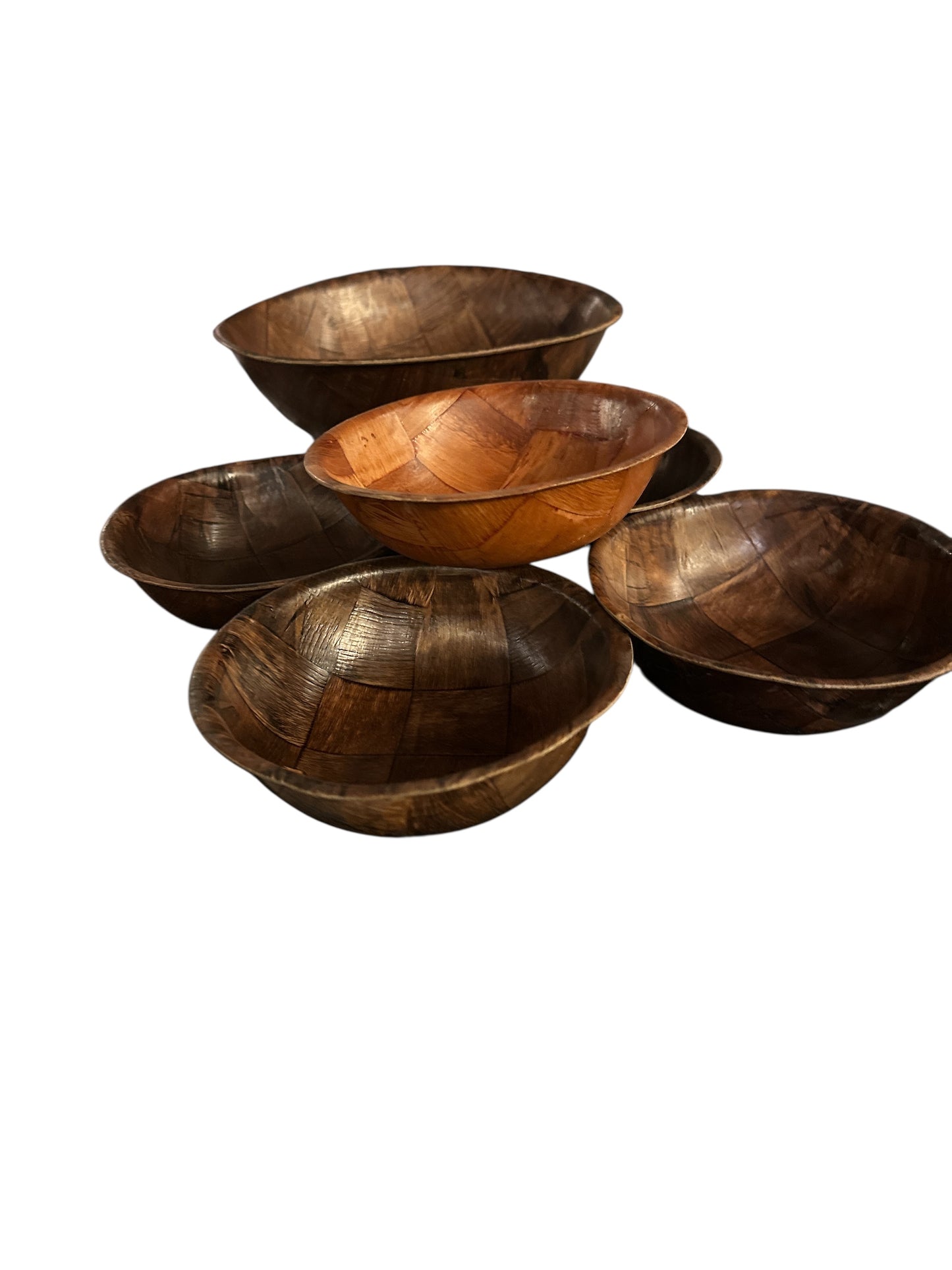 Vintage 70s Weavewood 1 x 10” & 5 x 6” Bowls
