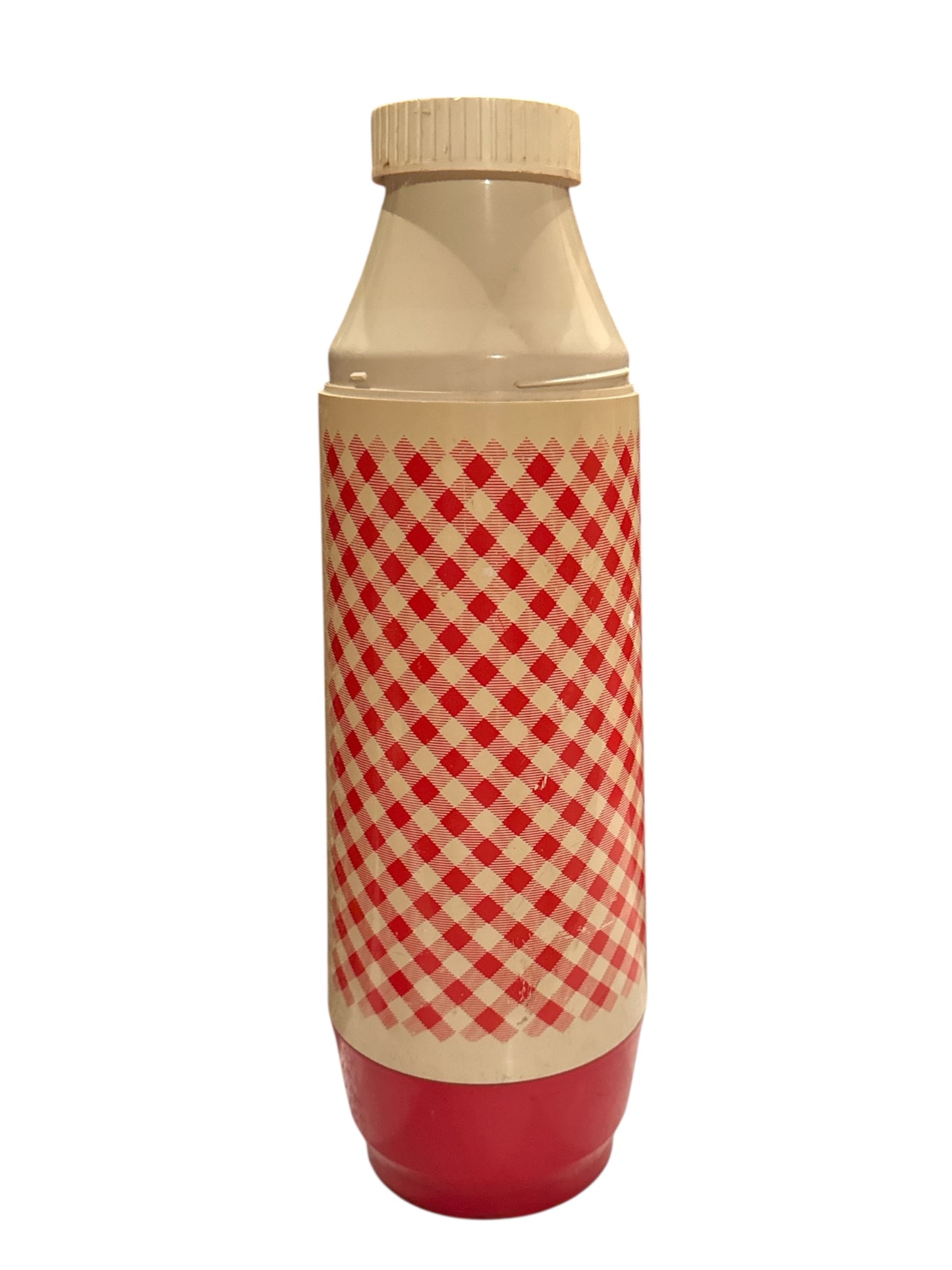 Vintage 1960s Thermo Serv Red Gingham 14 inch Thermos