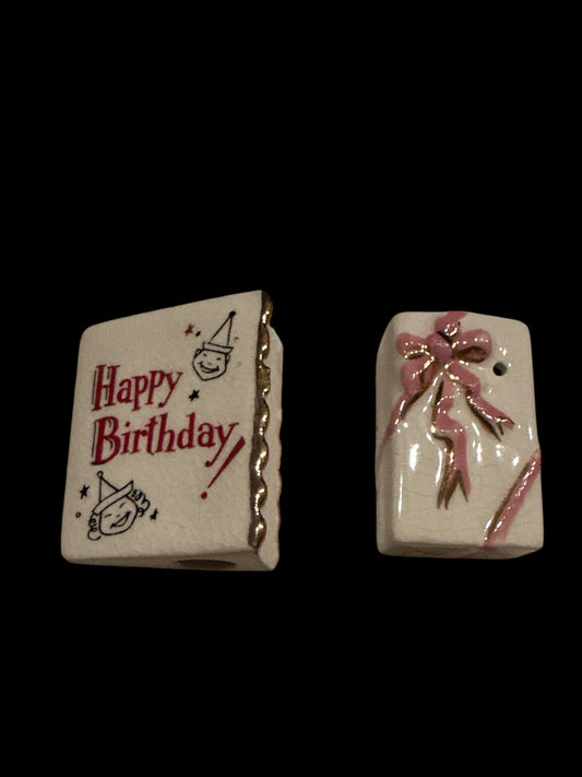 Adorable 2 inch Birthday Card and Present Salt and Pepper Shaker Set by Arcadia