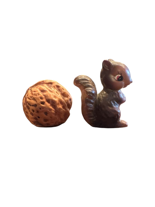 Vintage Enesco Squirrel and Walnut Salt and Pepper Shakers Set