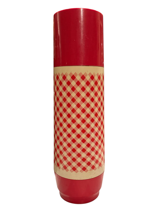 Vintage 1960s Thermo Serv Red Gingham 14 inch Thermos